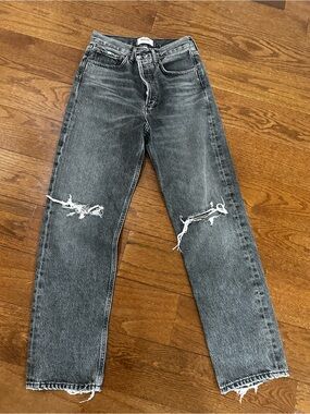 Agolde Washed Black Distressed Boyfriend Jeans